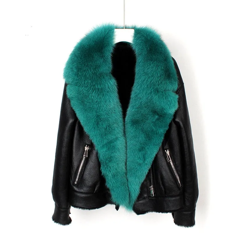 Fox Fur Collar Motorcycle Coats