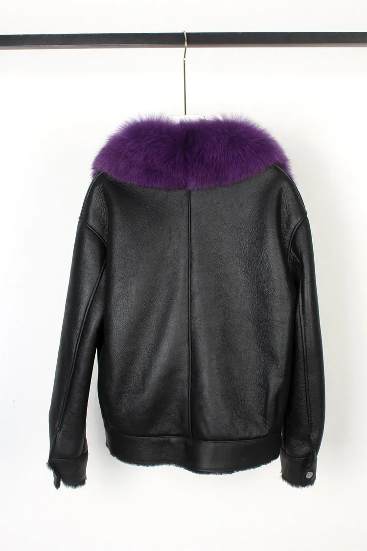 Fox Fur Collar Motorcycle Coats