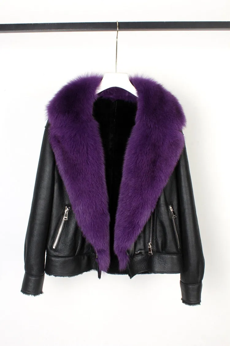 Fox Fur Collar Motorcycle Coats