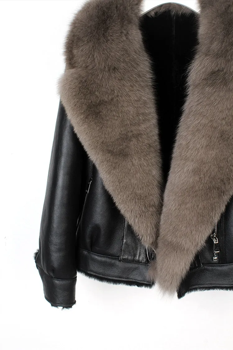 Fox Fur Collar Motorcycle Coats