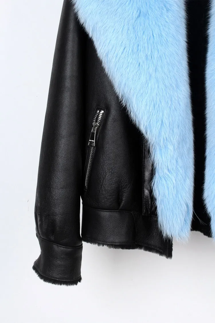 Fox Fur Collar Motorcycle Coats