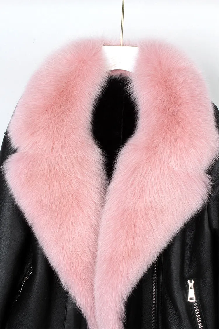 Fox Fur Collar Motorcycle Coats