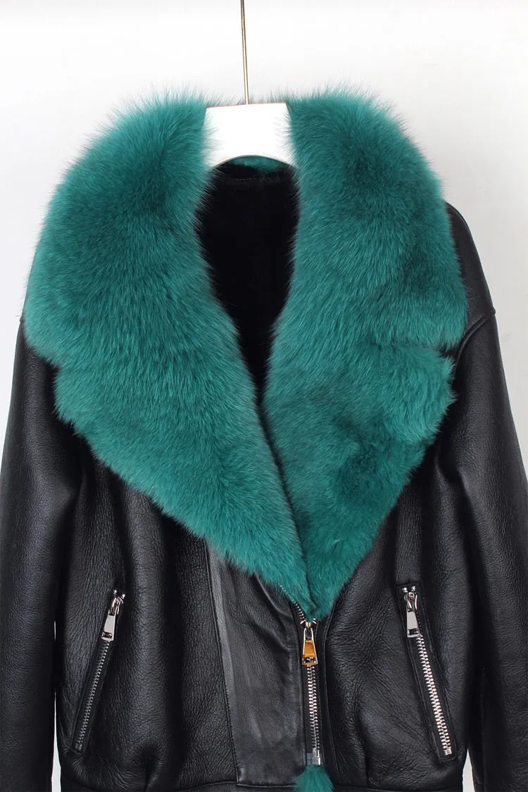 Fox Fur Collar Motorcycle Coats