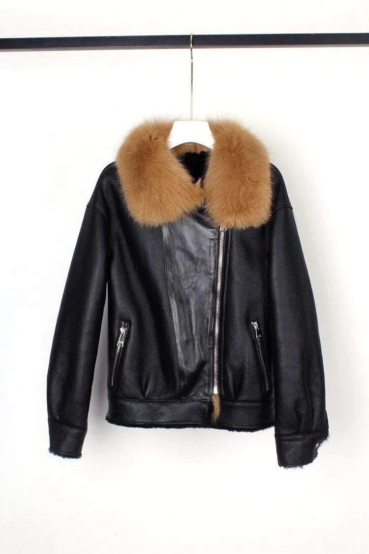 Fox Fur Collar Motorcycle Coats