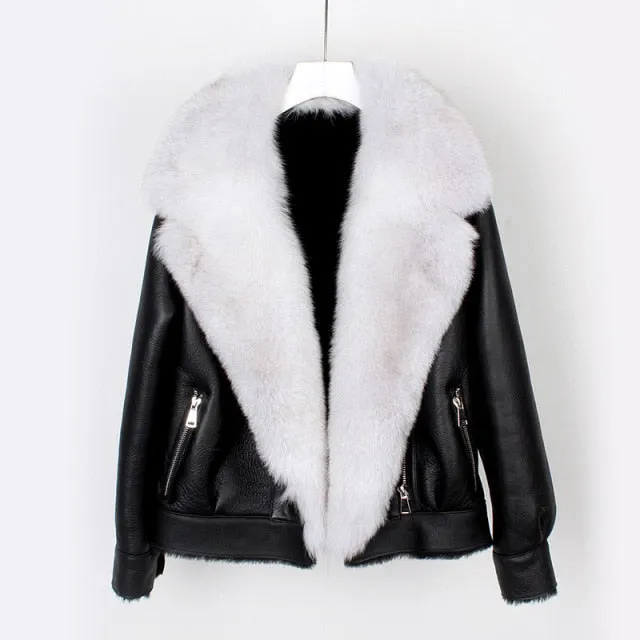 Fox Fur Collar Motorcycle Coats