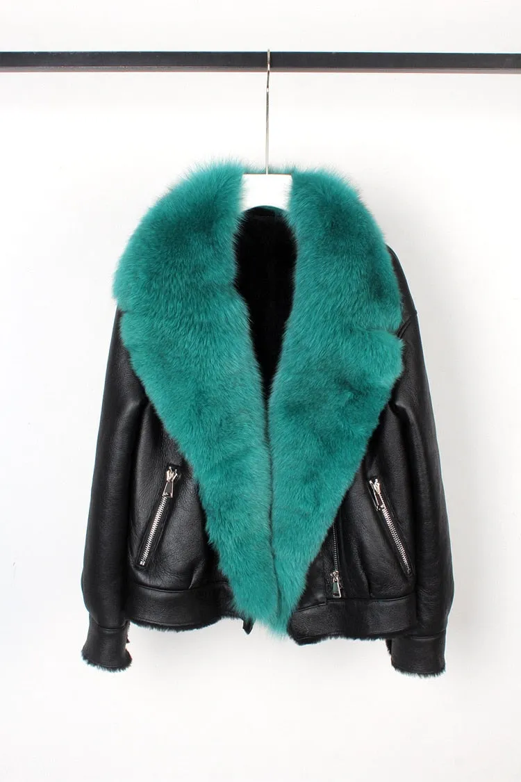 Fox Fur Collar Motorcycle Coats