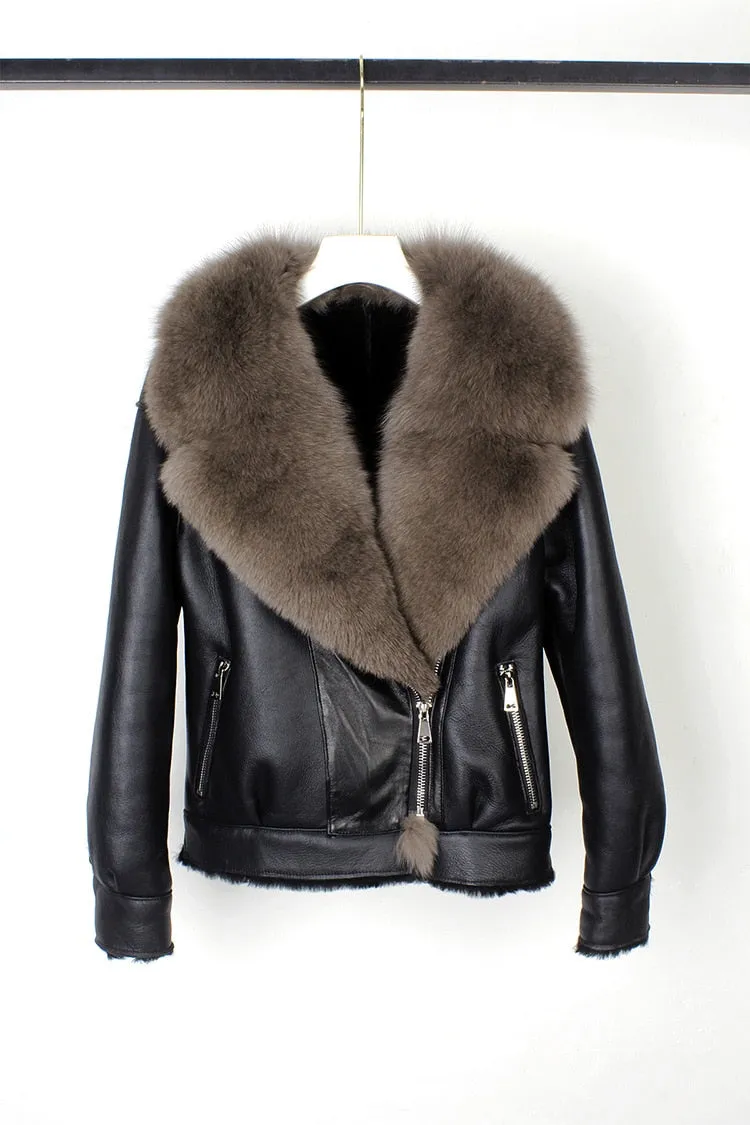 Fox Fur Collar Motorcycle Coats