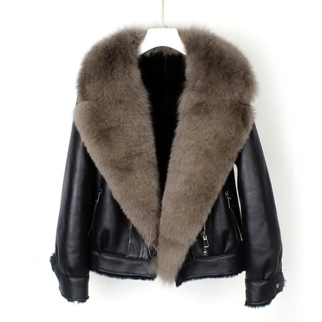 Fox Fur Collar Motorcycle Coats