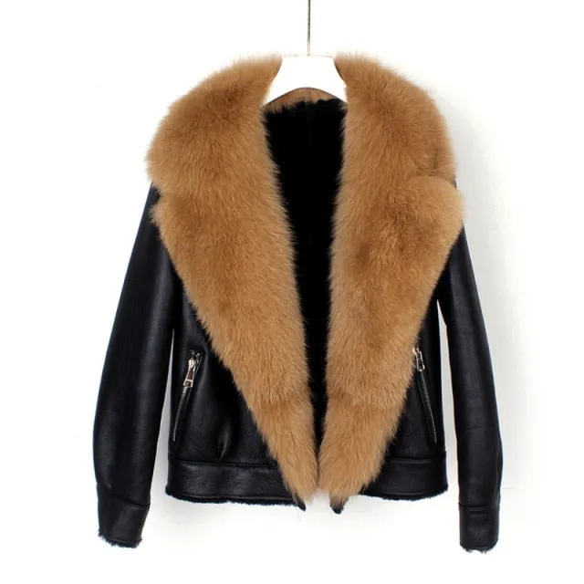 Fox Fur Collar Motorcycle Coats