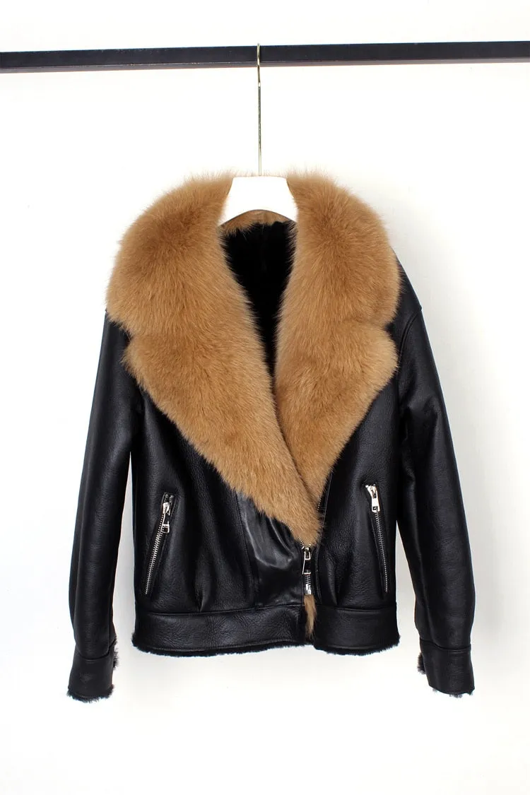 Fox Fur Collar Motorcycle Coats