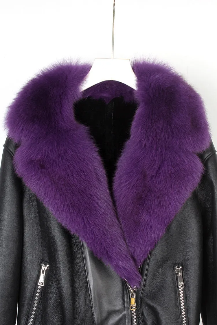 Fox Fur Collar Motorcycle Coats