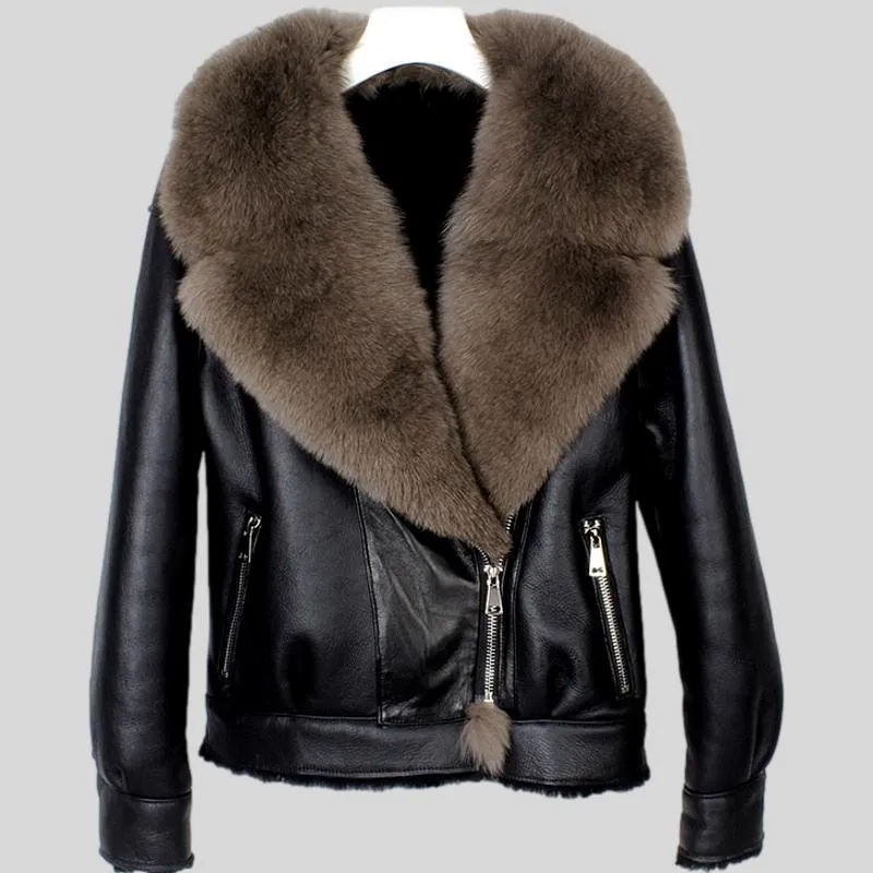 Fox Fur Collar Motorcycle Coats