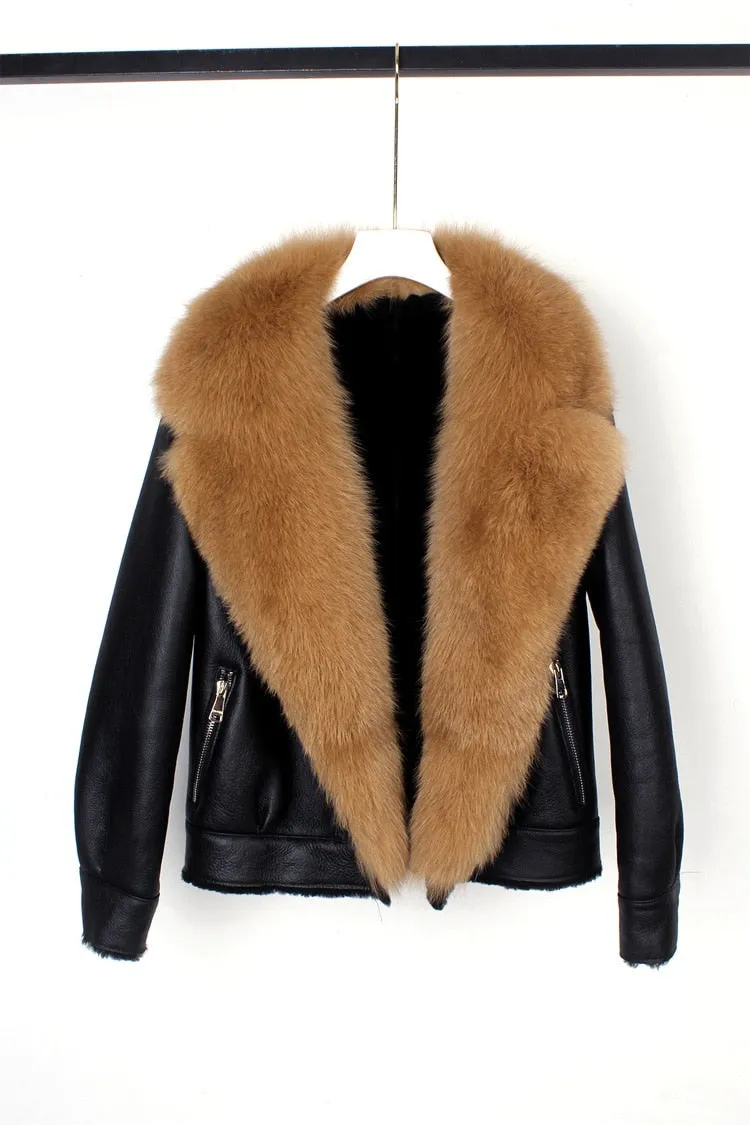 Fox Fur Collar Motorcycle Coats