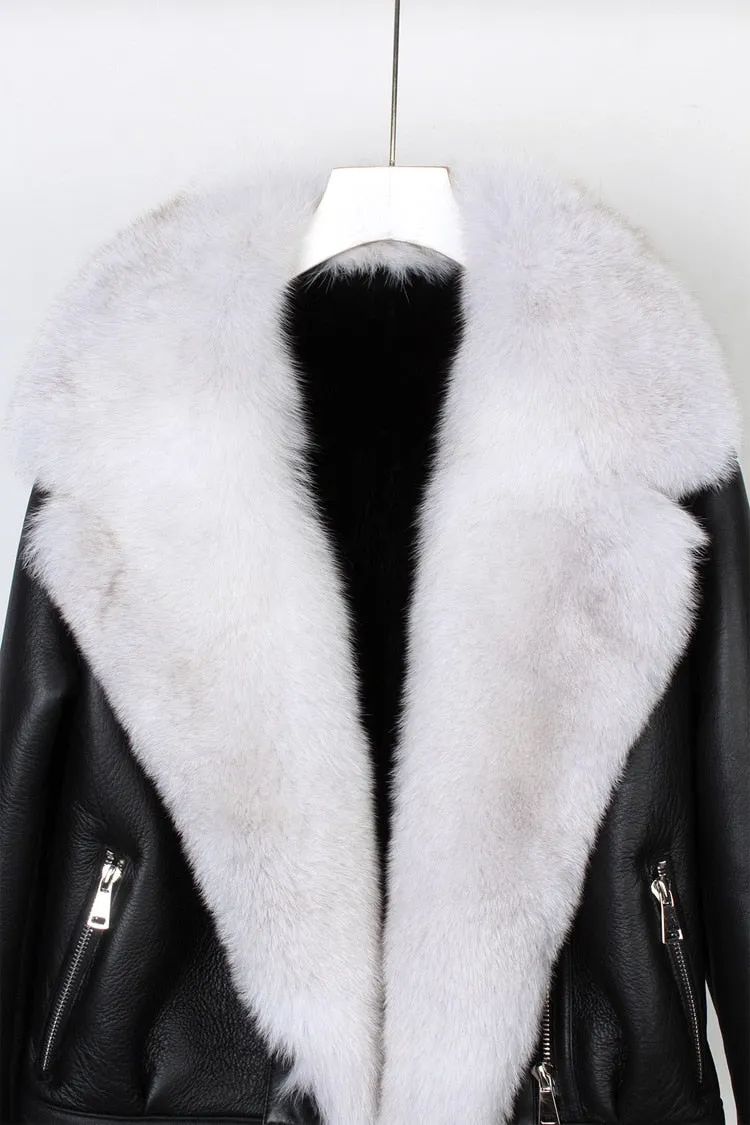 Fox Fur Collar Motorcycle Coats