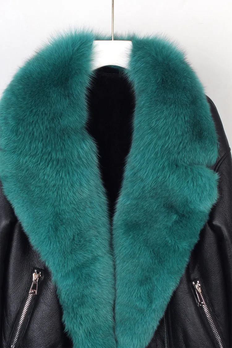 Fox Fur Collar Motorcycle Coats