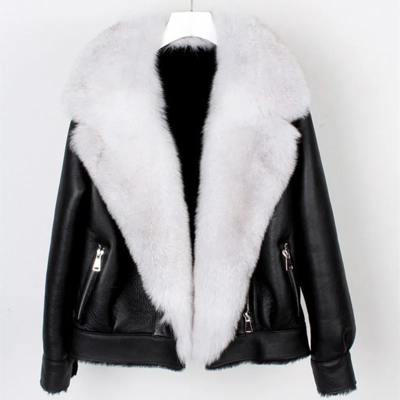 Fox Fur Collar Motorcycle Coats