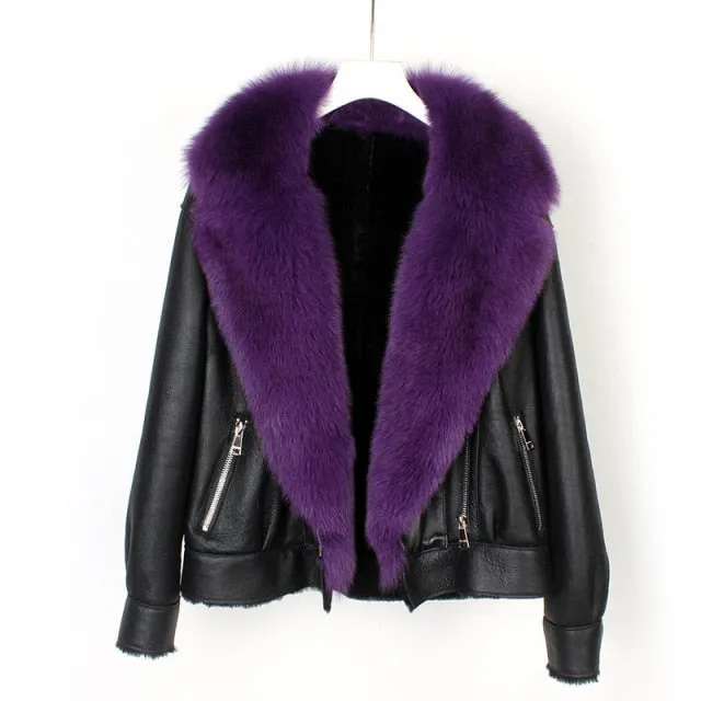 Fox Fur Collar Motorcycle Coats