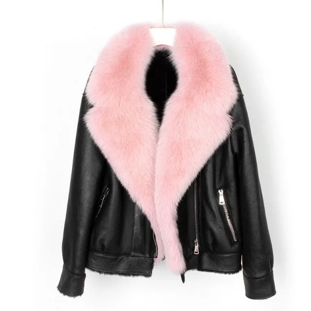 Fox Fur Collar Motorcycle Coats