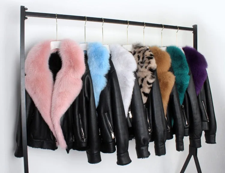 Fox Fur Collar Motorcycle Coats