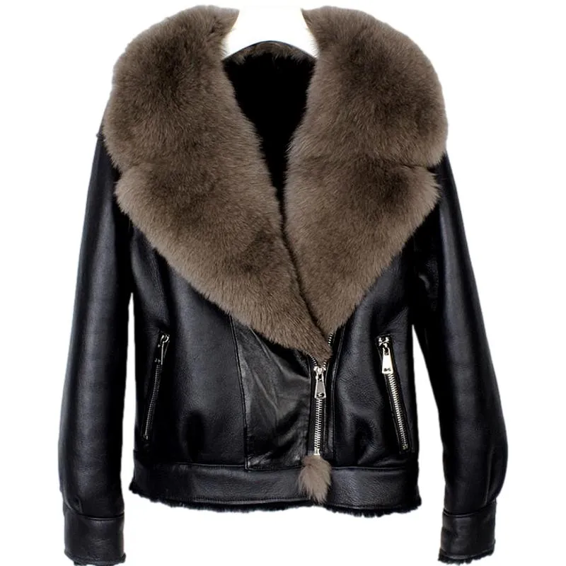 Fox Fur Collar Motorcycle Coats