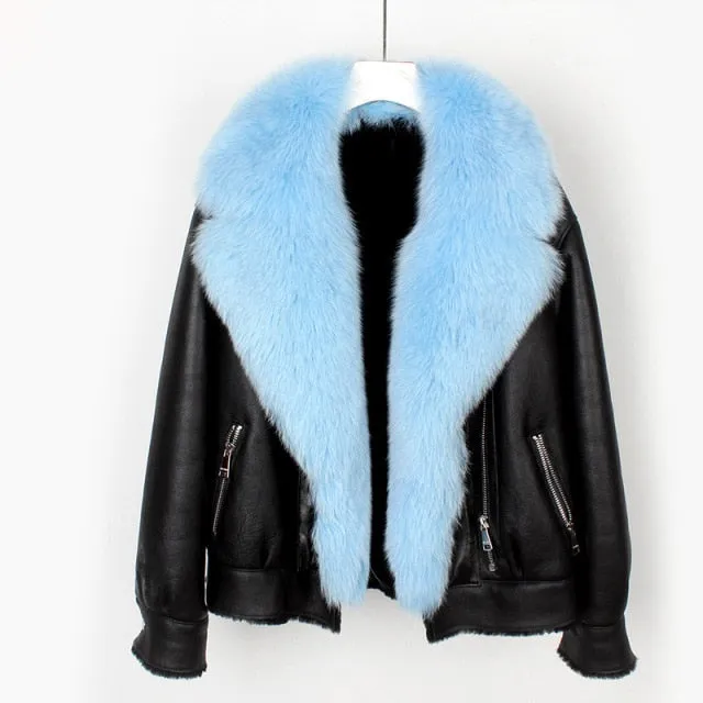 Fox Fur Collar Motorcycle Coats