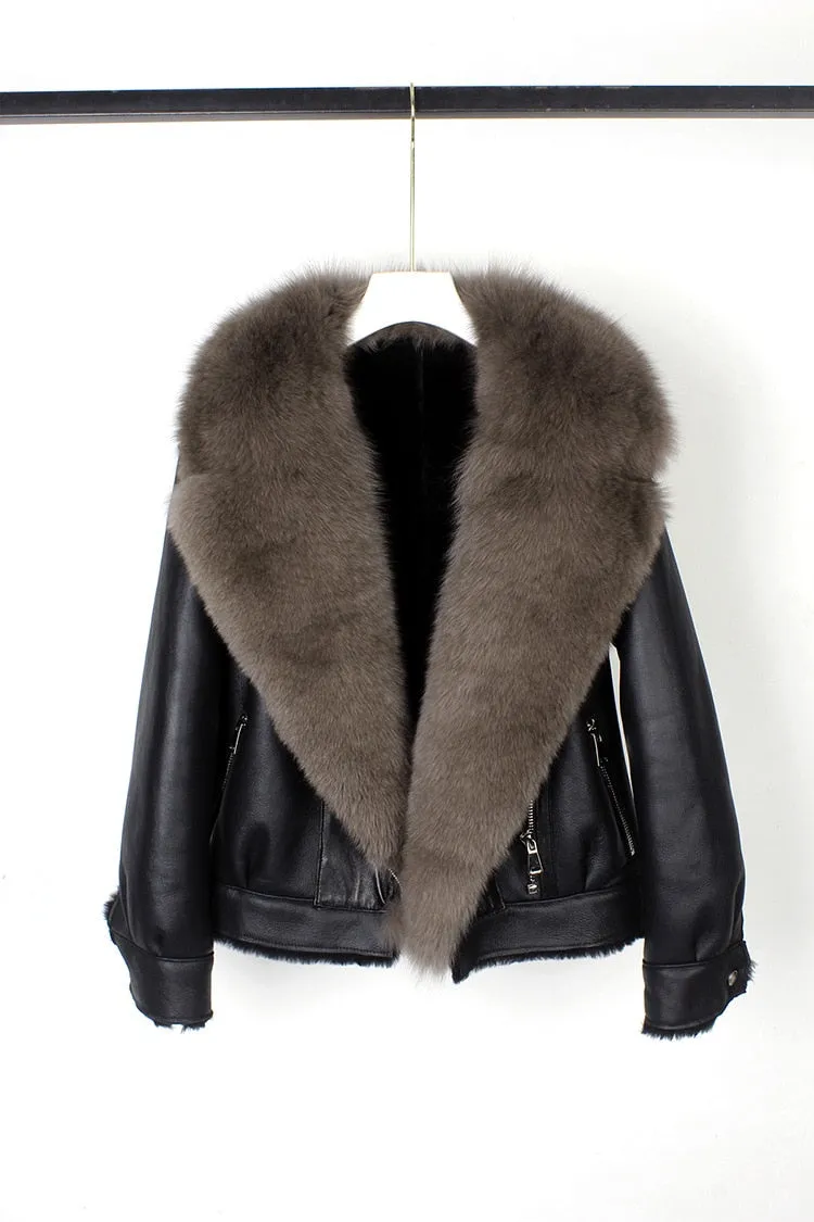 Fox Fur Collar Motorcycle Coats