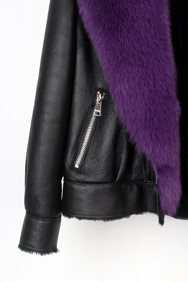 Fox Fur Collar Motorcycle Coats