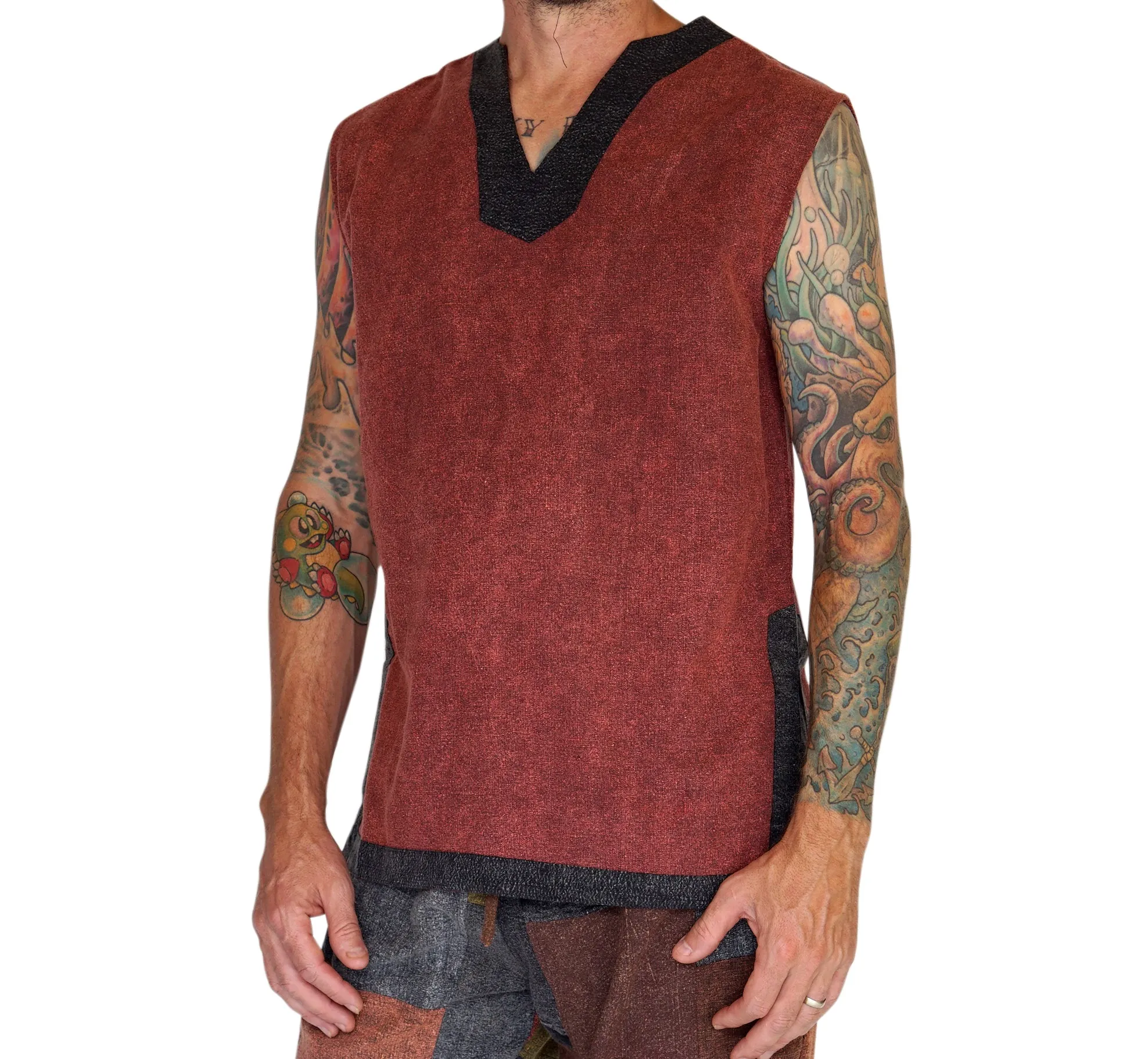 'Freebooter' Sleeveless Shirt - Brown/Gray