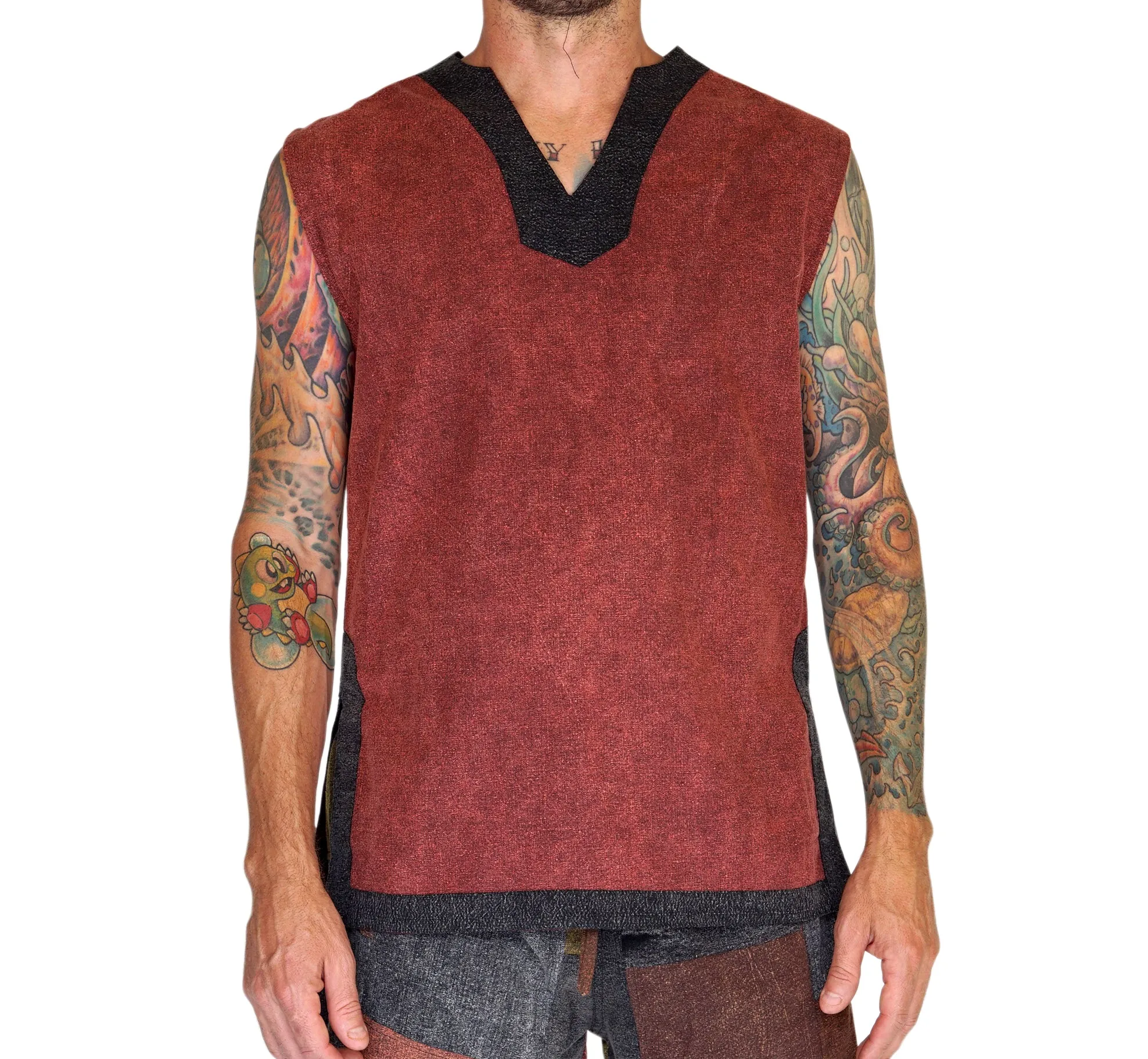 'Freebooter' Sleeveless Shirt - Brown/Gray