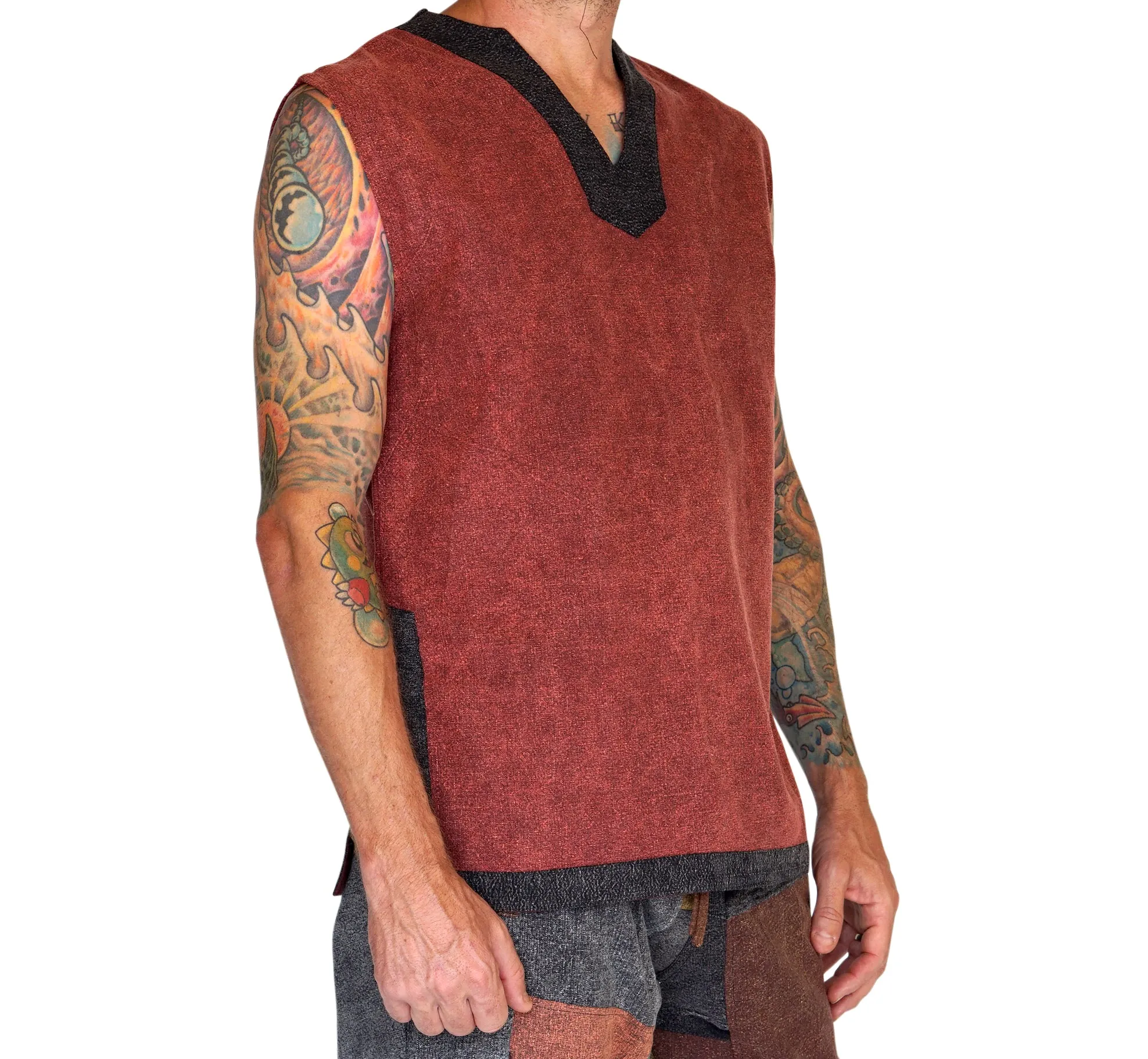 'Freebooter' Sleeveless Shirt - Brown/Gray