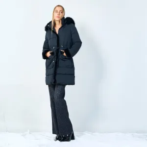 Fur-trimmed puffer jacket wholesale