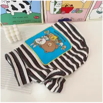 Handmade Cute Cartoon Striped Printed Cotton Shirts For Small and Medium Dogs and Cats