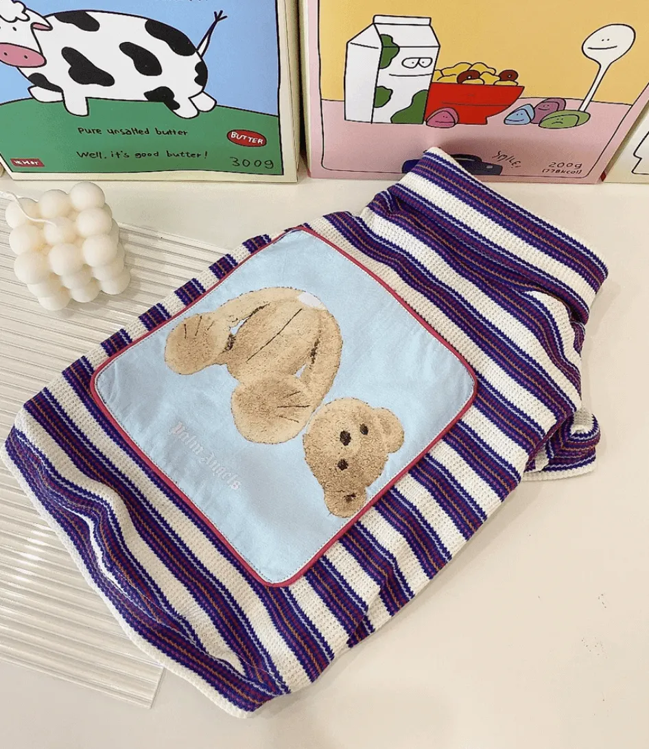 Handmade Cute Cartoon Striped Printed Cotton Shirts For Small and Medium Dogs and Cats