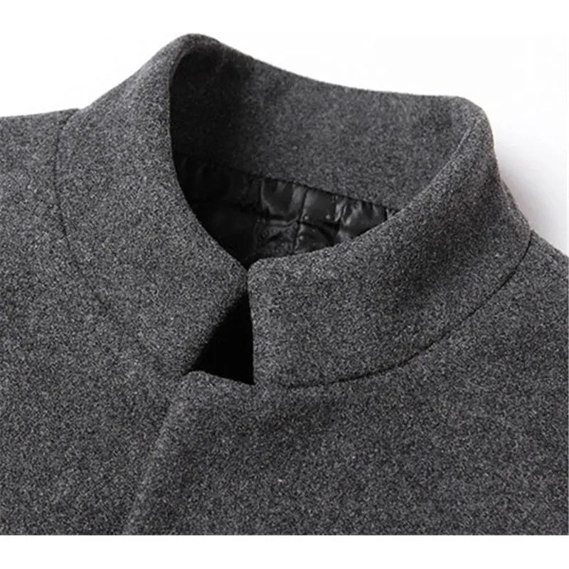 High Quality Men Coats Autumn Winter Solid Color Men's Mid-length Wool Jacket