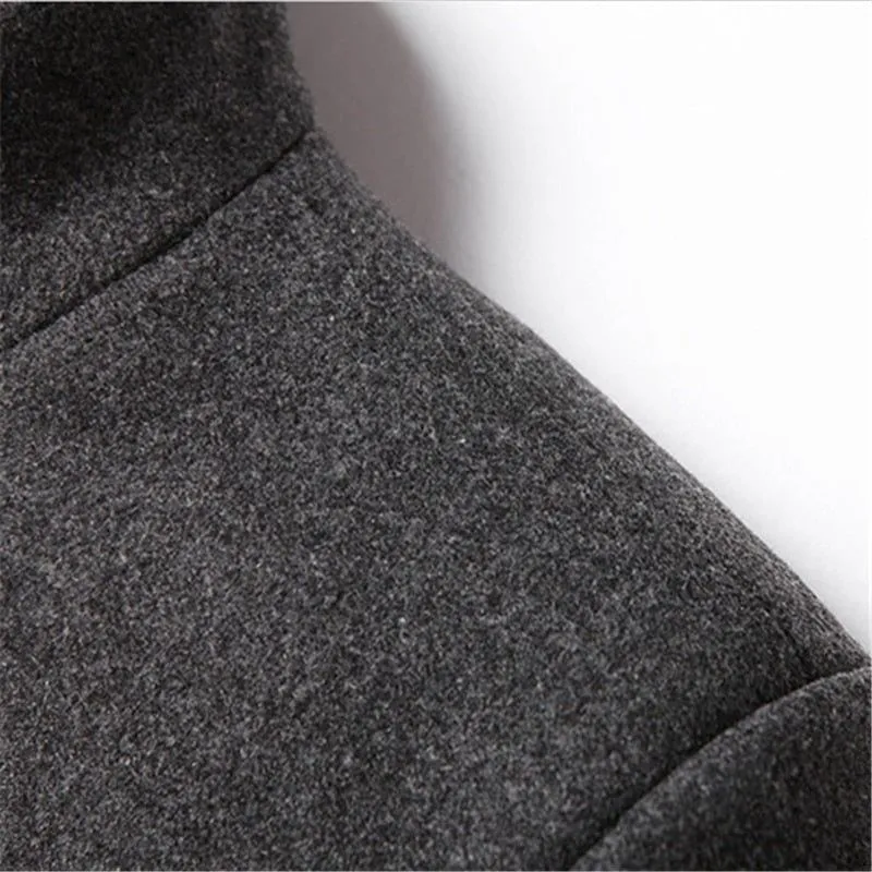 High Quality Men Coats Autumn Winter Solid Color Men's Mid-length Wool Jacket