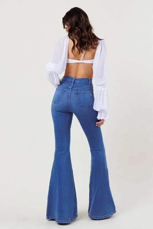 High Rise Distressed Flare