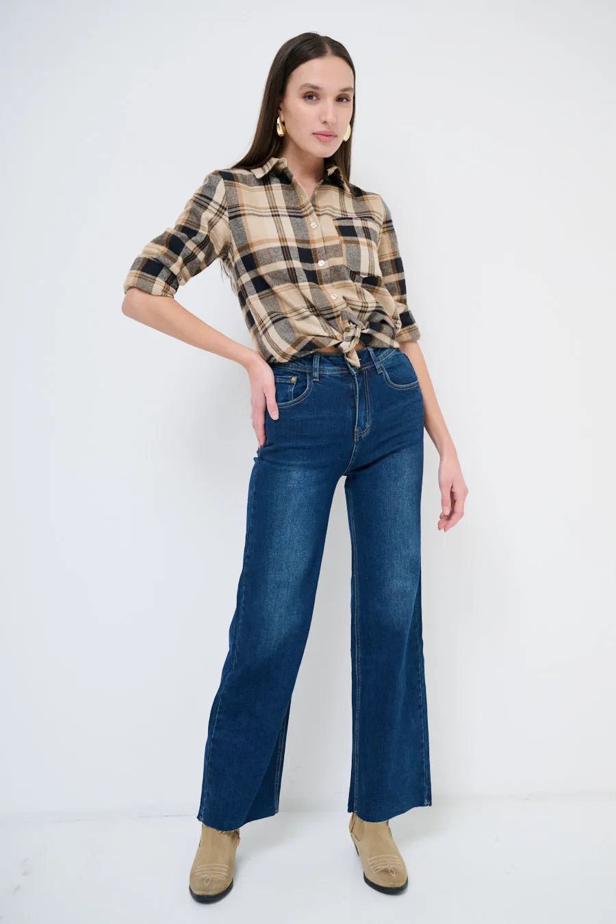 High-waisted flared denim jeans wholesale