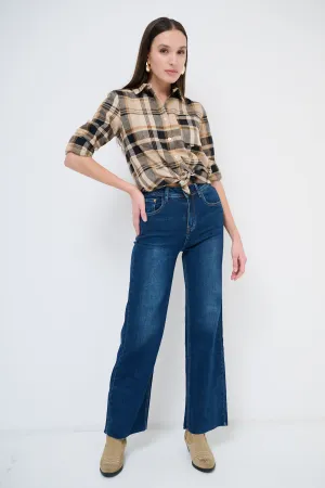 High-waisted flared denim jeans wholesale