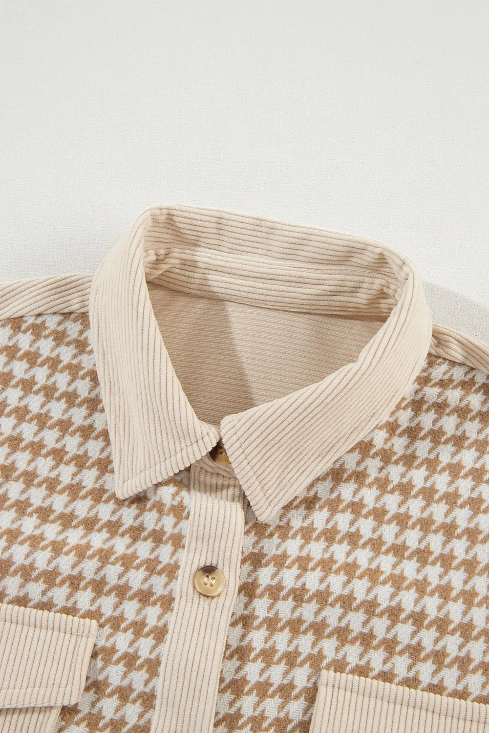 Houndstooth Corduroy Flap Pocket Shacket