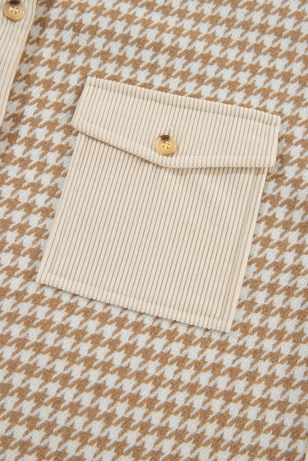 Houndstooth Corduroy Flap Pocket Shacket