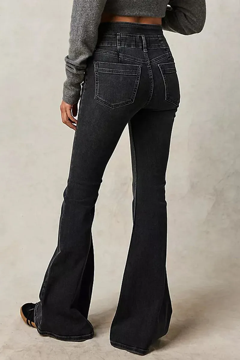 HPS1178 High-Rise Flared Button-Up Jeans Pants