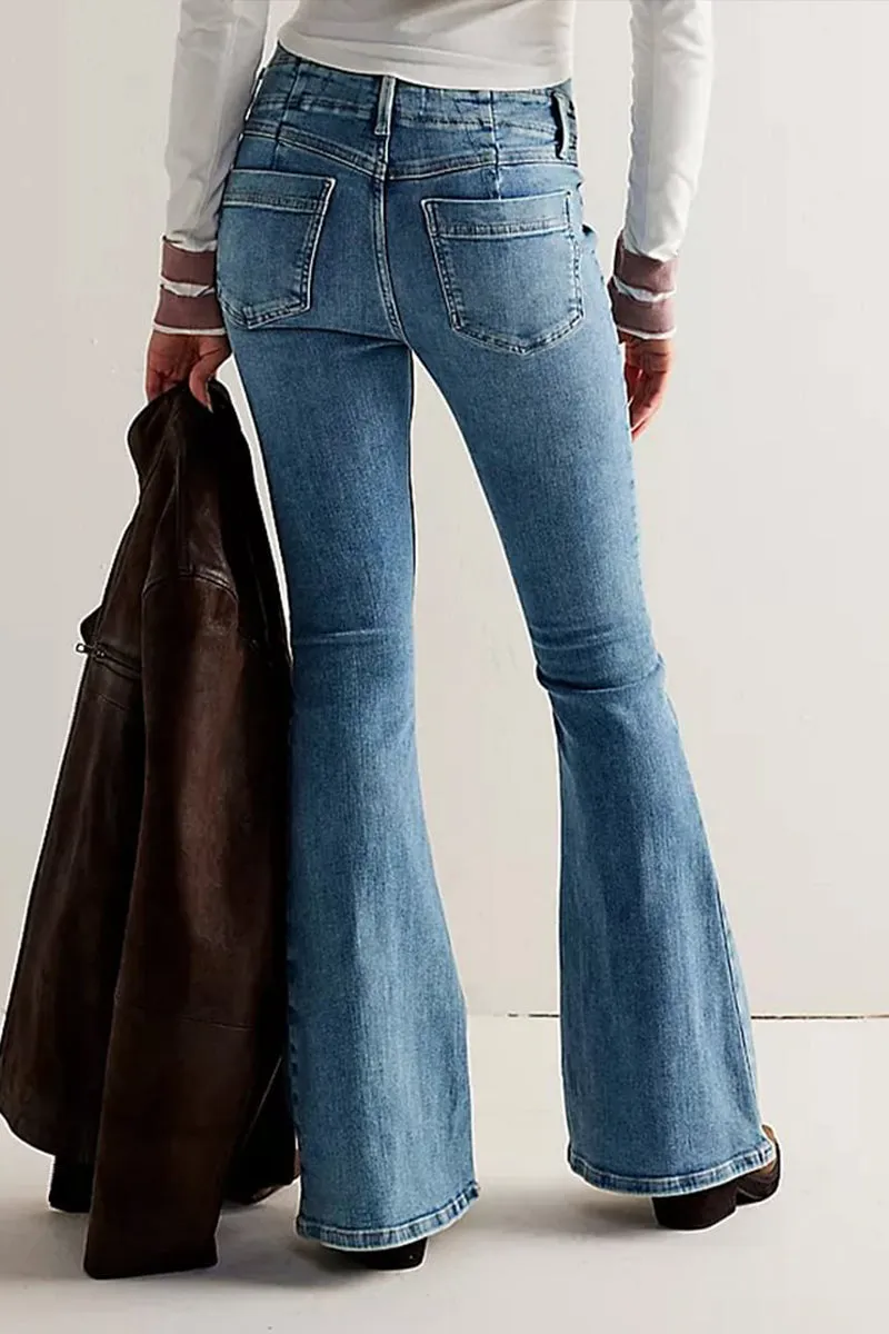 HPS1178 High-Rise Flared Button-Up Jeans Pants