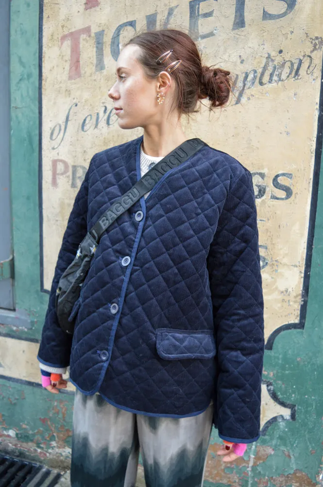 Indi & Cold Quilted Navy Corduroy Jacket