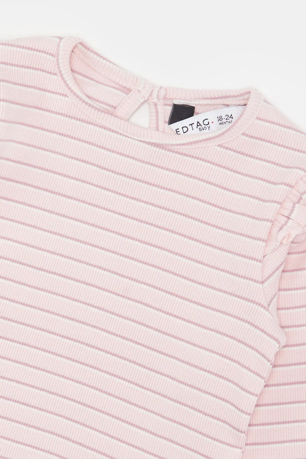 Infant Girls Pink Striped Casual T-Shirt