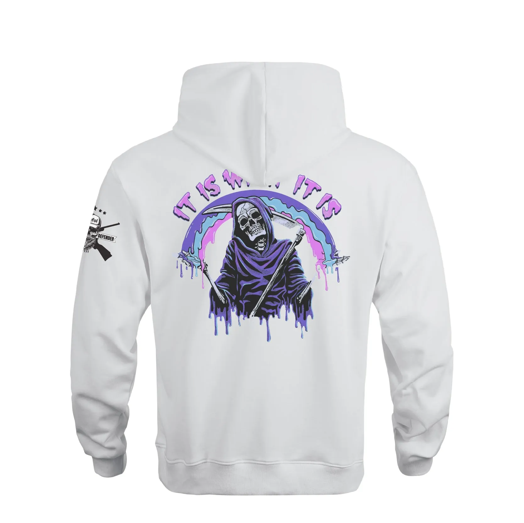 IT'S WHAT IT IS  SKULL COTTON GRAPHIC  HOODIE