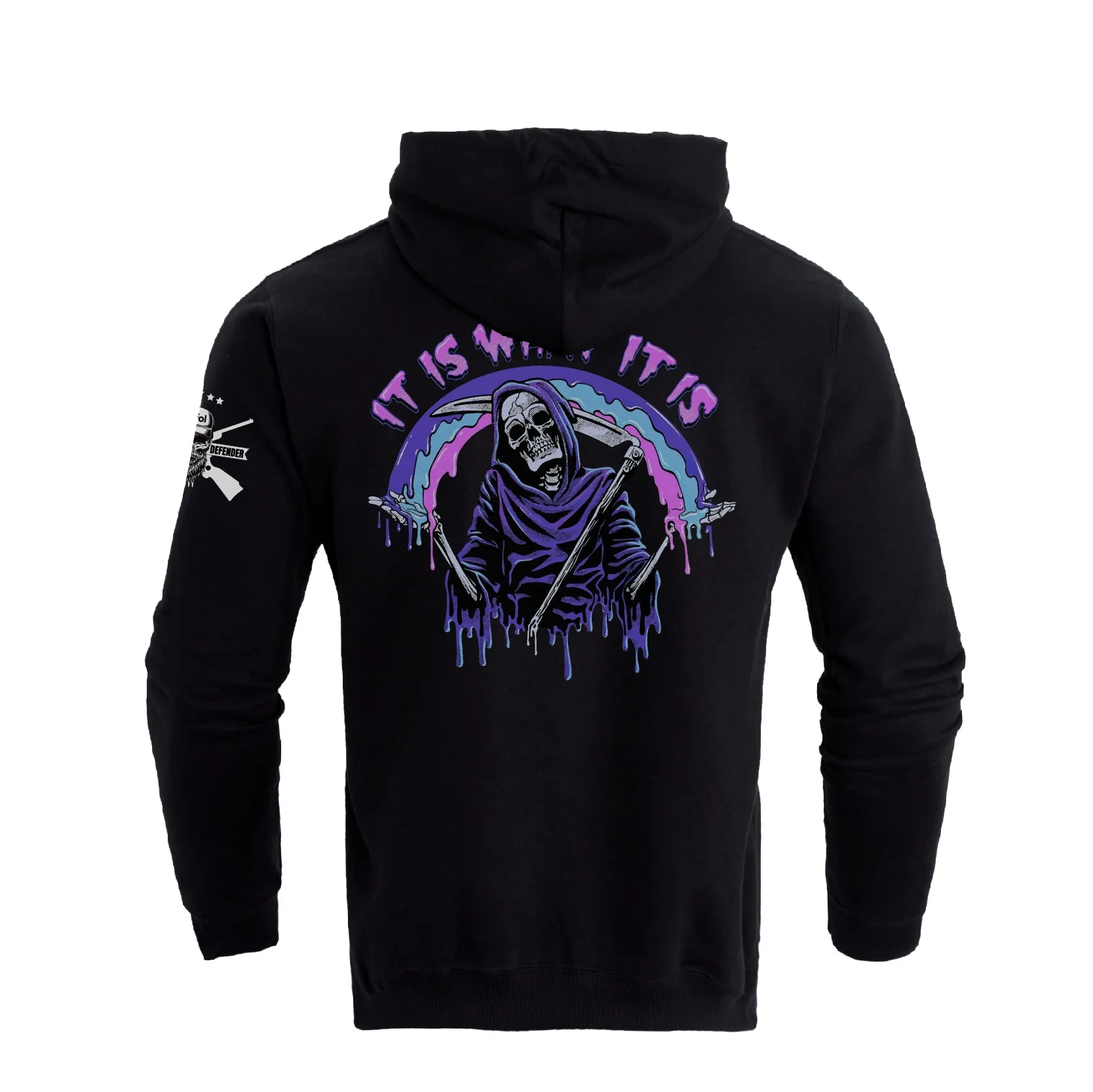 IT'S WHAT IT IS  SKULL COTTON GRAPHIC  HOODIE