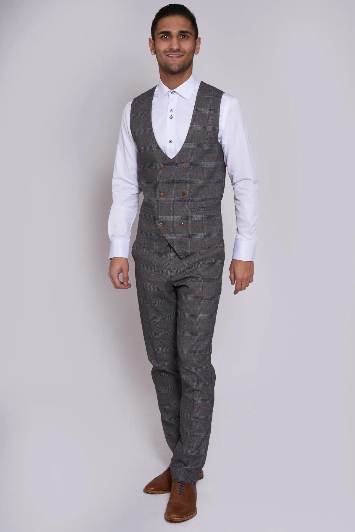 Jenson Grey Check Waistcoat | Wedding Wear | Party Wear | Office Wear