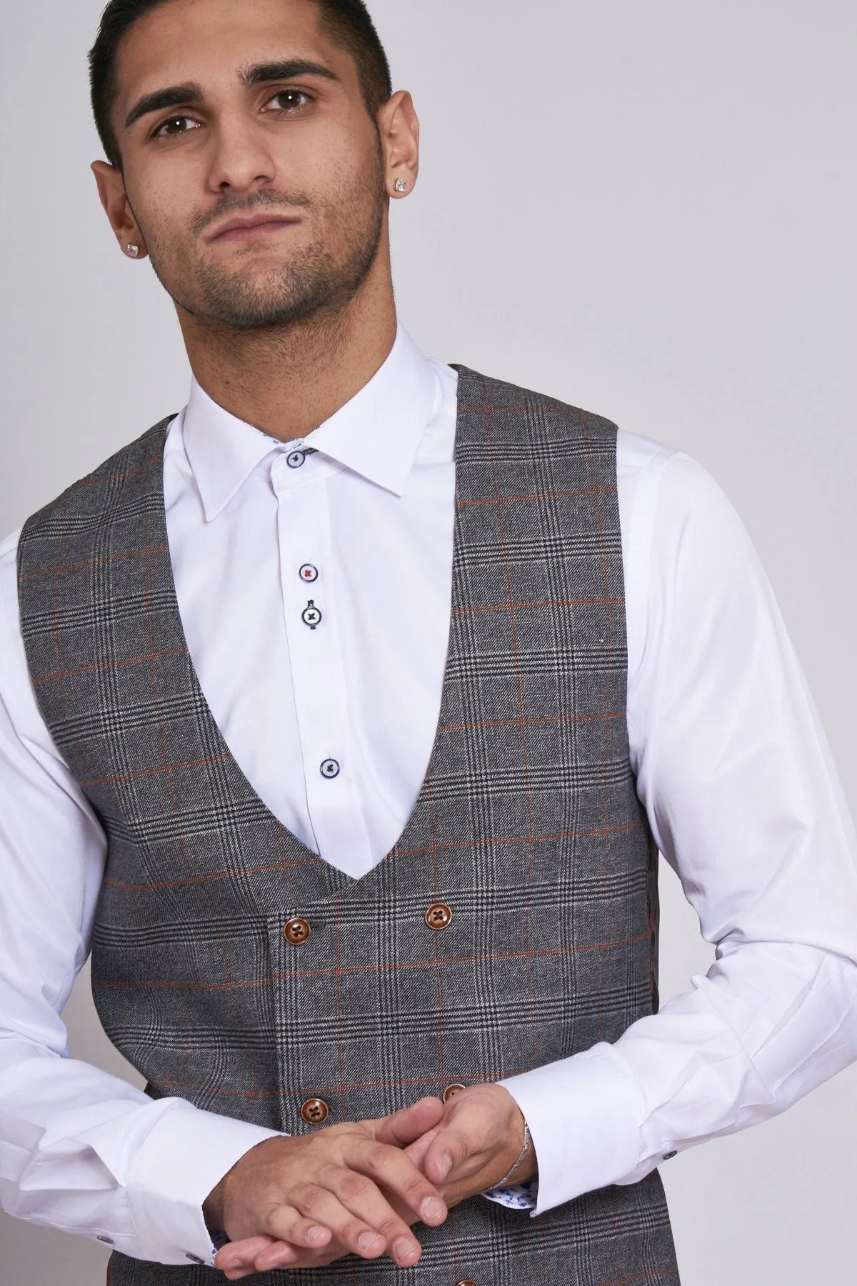 Jenson Grey Check Waistcoat | Wedding Wear | Party Wear | Office Wear