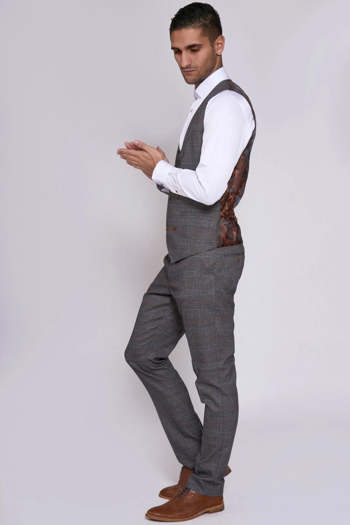 Jenson Grey Check Waistcoat | Wedding Wear | Party Wear | Office Wear