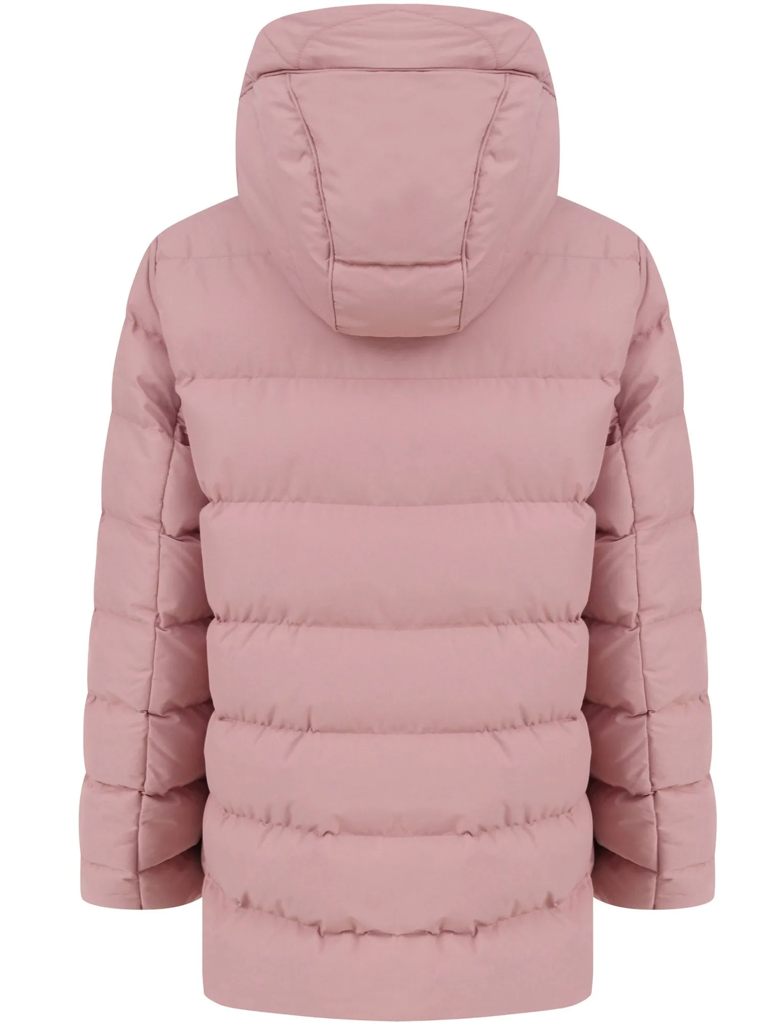 Kensington Quilted Puffer Coat with Borg Lined Hood & Pocket in Dusky Pink - Tokyo Laundry